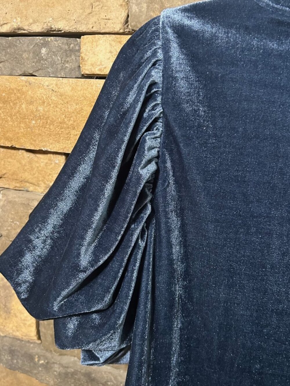Free People "Claudia" Velvet Puff Sleeve Top - Picture 5 of 7